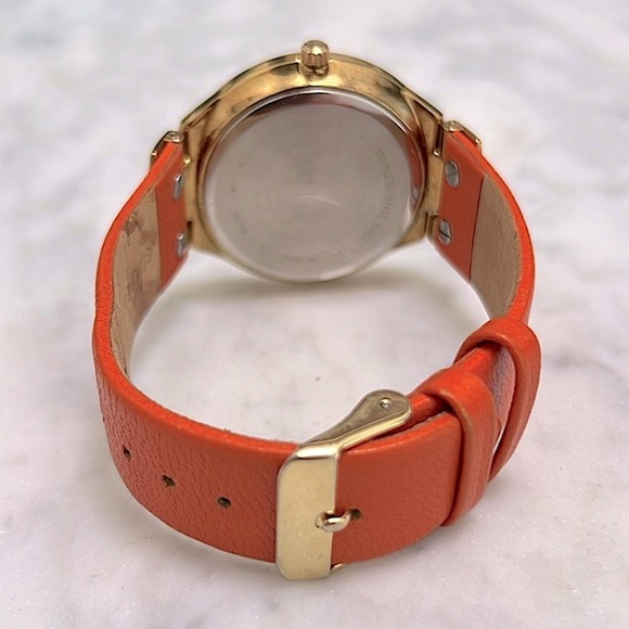 ANNE KLEIN • Orange & Gold Leather Watch - Picture 9 of 10